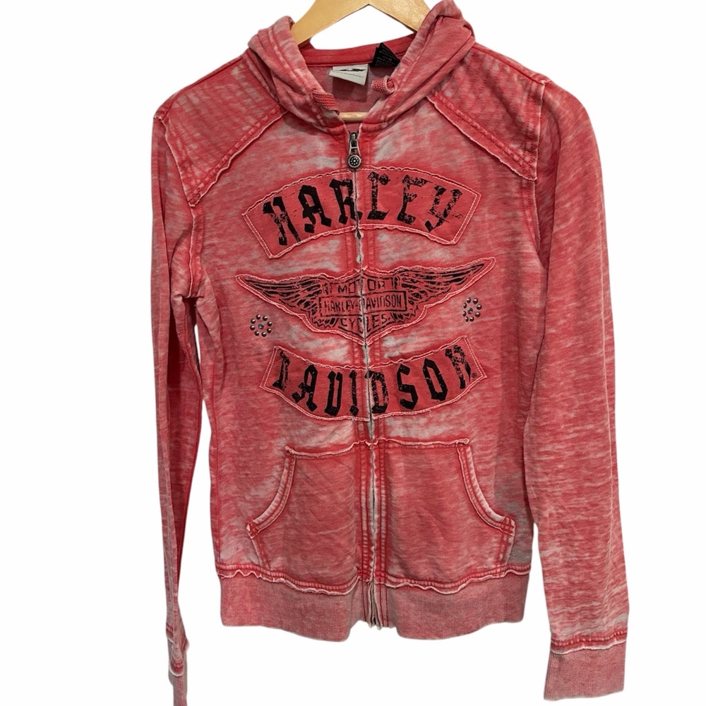Harley-Davidson winged burnout wash full zip hoodie